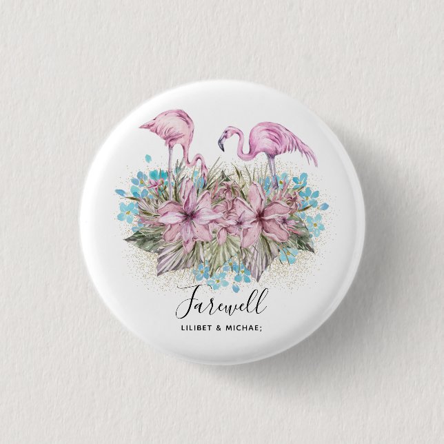 Flamingos Farewell Goodbye Bon Voyage Gift Friends Button (Front)