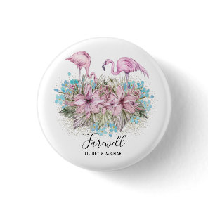 Flamingos Farewell Goodbye Bon Voyage Gift Friends Button