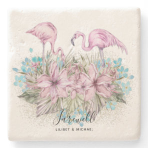 Flamingos Farewell Goodbye Bon Voyage Gift Friends Stone Coaster