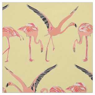flamingos flax fabric