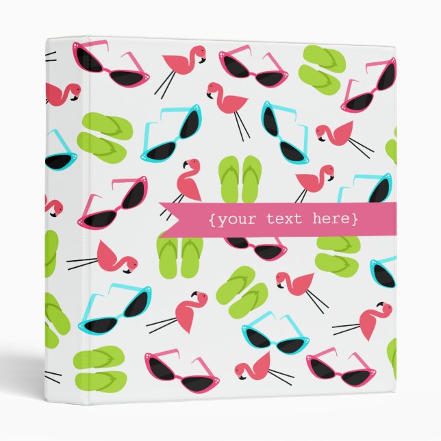 Flamingos & Flip Flops Personalized Binder (Front/Spine)