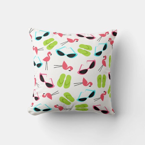 Flamingos Flip Flops  Sunglasses Pillow