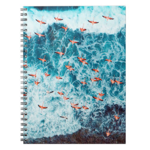 Flamingos flying on the beach of caribbean sea, Lo Notebook