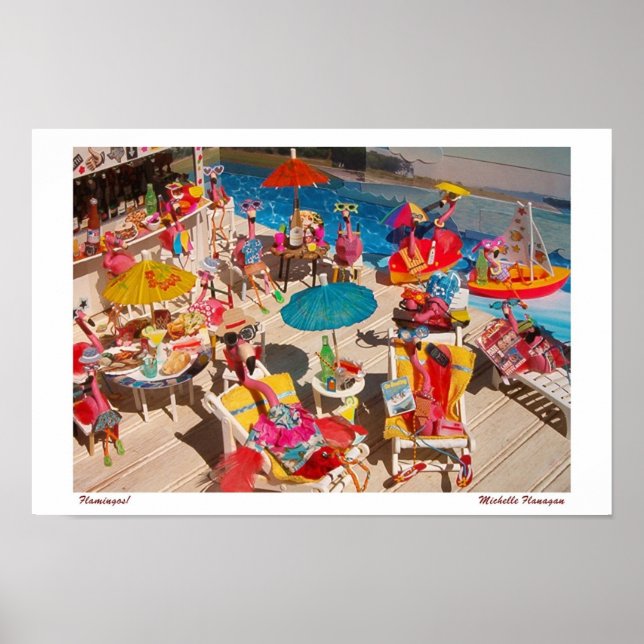 'Flamingos!' for Print/Poster (no border) Poster (Front)
