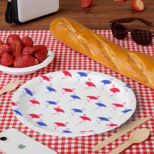 Flamingos Fourth of July Independence Day Paper Plates