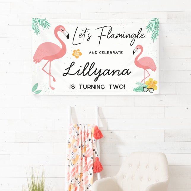 Flamingos & Fun Tropical Birthday Party, Any Age Banner (Insitu)