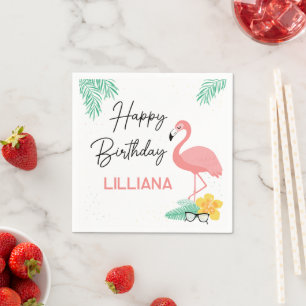 Flamingos & Fun Tropical Happy Birthday, Any Age Napkins