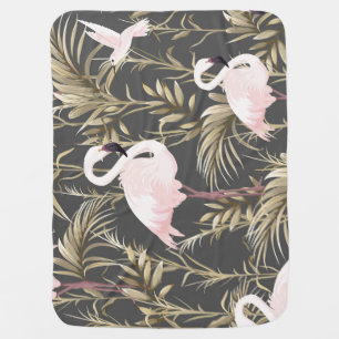 Flamingos & Gold: Pink Tropical Elegance. Baby Blanket