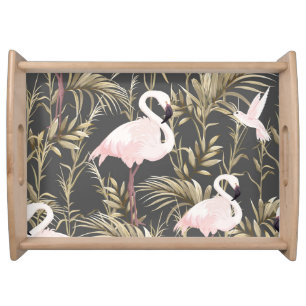 Flamingos & Gold: Pink Tropical Elegance. Serving Tray