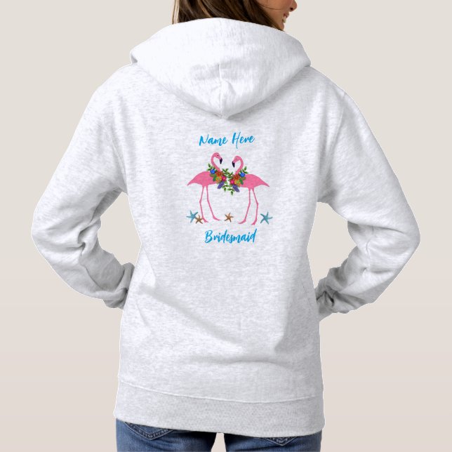 Flamingos Hoodie Personalized Bridesmaid Gift (Back)