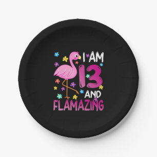 Flamingos I Am 13 Flamazing Amazing 13th Birthday Paper Plates