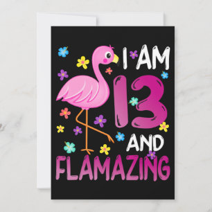 Flamingos  I Am 13 Flamazing Amazing 13th Birthday Thank You Card