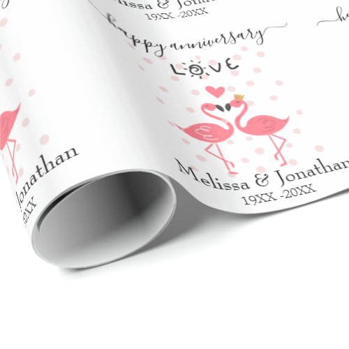 Flamingos in Love Anniversary Wrapping Paper