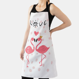 Flamingos In Love Apron