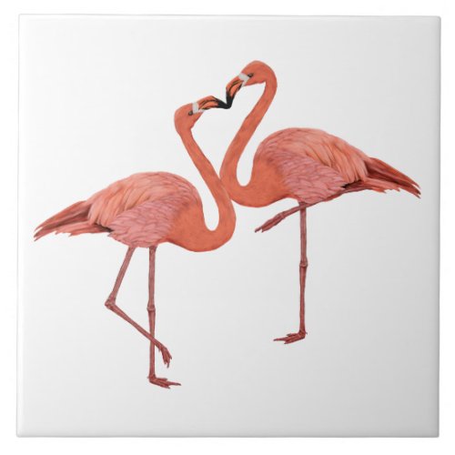 Flamingos in love ceramic tile