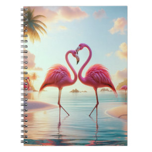 Flamingos in Love Tropical Beach Notebook