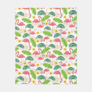 Flamingos in Paradise Fleece Blanket