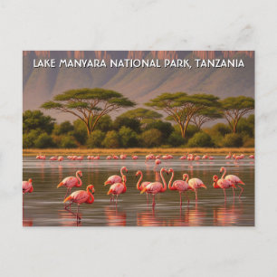 Flamingos in Tanzania Lake Manyara National Park Postcard