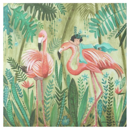 Flamingos in the tropical jungle  gallery wrap
