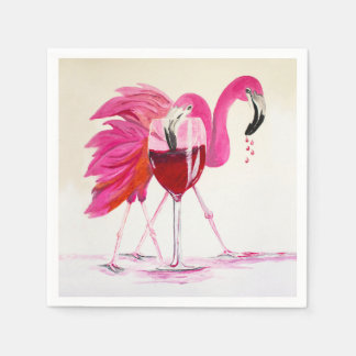 Flamingos In Wine Napkins