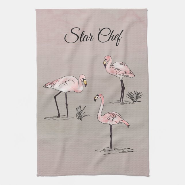 Flamingos Kitchen Towel (Vertical)