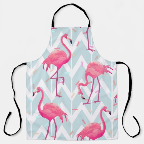 Flamingos Light Grey Vintage Tropical Apron