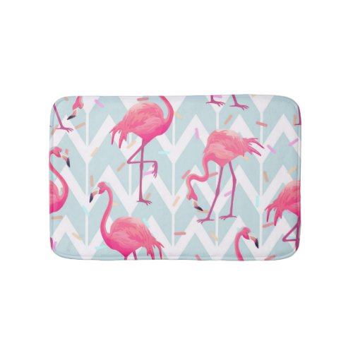 Flamingos Light Grey Vintage Tropical Bath Mat