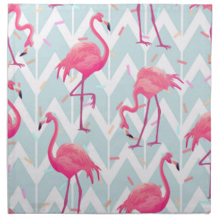 Flamingos Light Grey: Vintage Tropical. Cloth Napkin