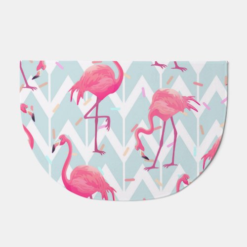 Flamingos Light Grey Vintage Tropical Doormat
