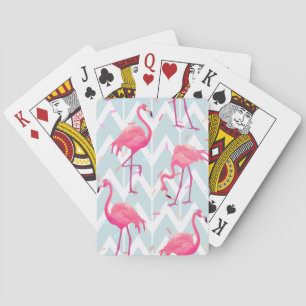 Flamingos Light Grey: Vintage Tropical. Poker Cards