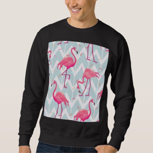 Flamingos Light Grey Vintage Tropical Sweatshirt