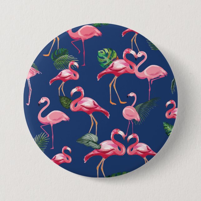 Flamingos Love Pattern 2 Button (Front)