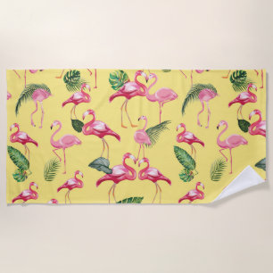Flamingos Love Pattern 3 Beach Towel