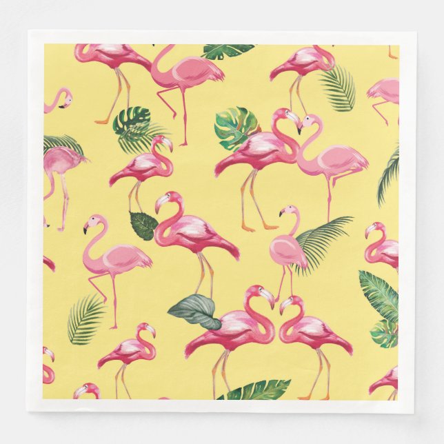 Flamingos Love Pattern 3 Paper Dinner Napkins (Front)