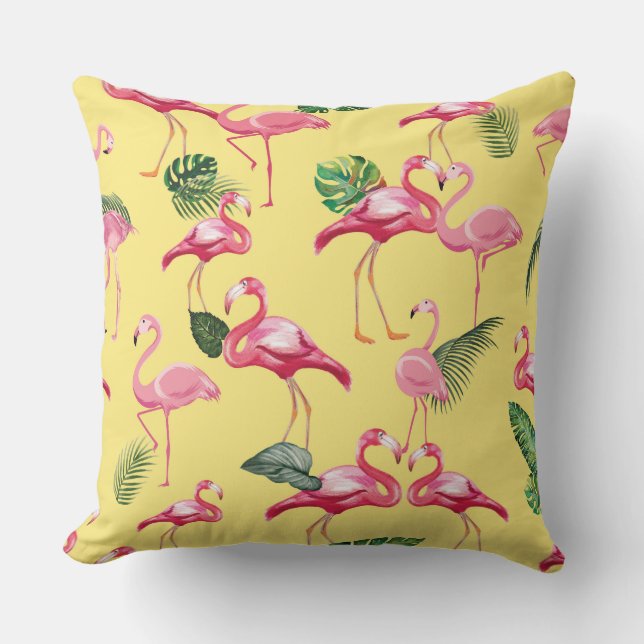 Flamingos Love Pattern 3 Throw Pillow (Front)