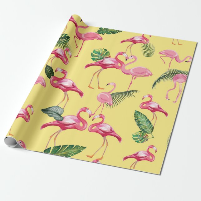 Flamingos Love Pattern 3 Wrapping Paper (Unrolled)
