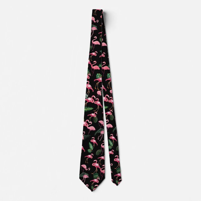 Flamingos Love Pattern 4 Neck Tie (Front)