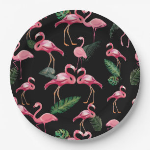 Flamingos Love Pattern 4 Paper Plates