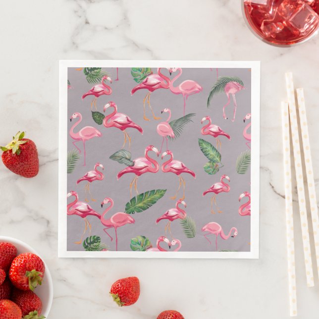 Flamingos Love Pattern 6 Paper Dinner Napkins (Insitu)