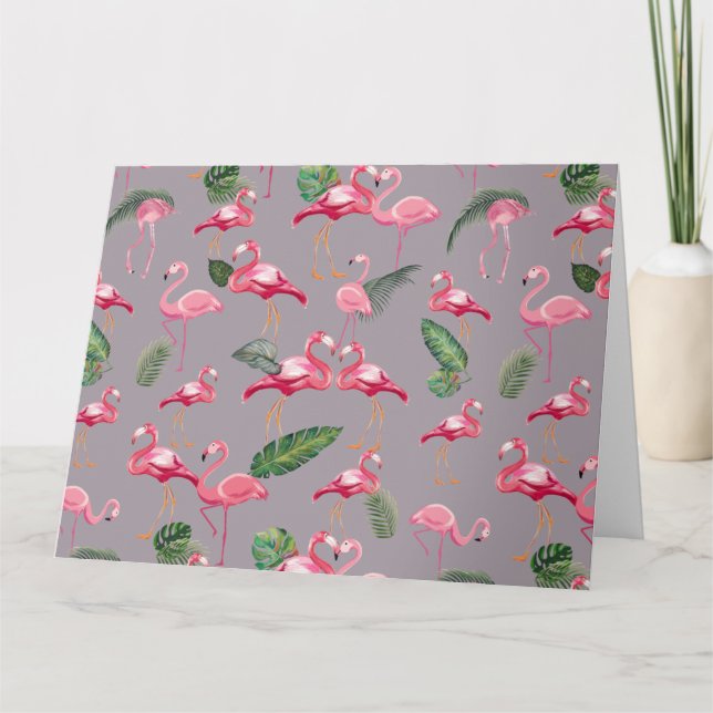 Flamingos Love Pattern 6 Thank You Card (Front)