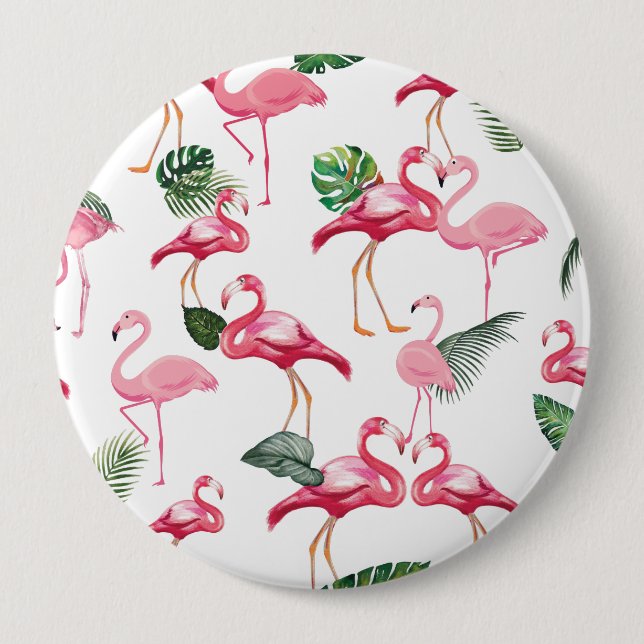 Flamingos Love Pattern Button (Front)