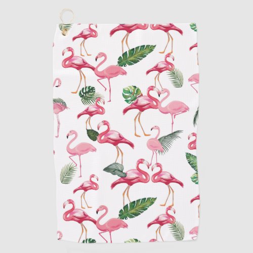 Flamingos Love Pattern Golf Towel