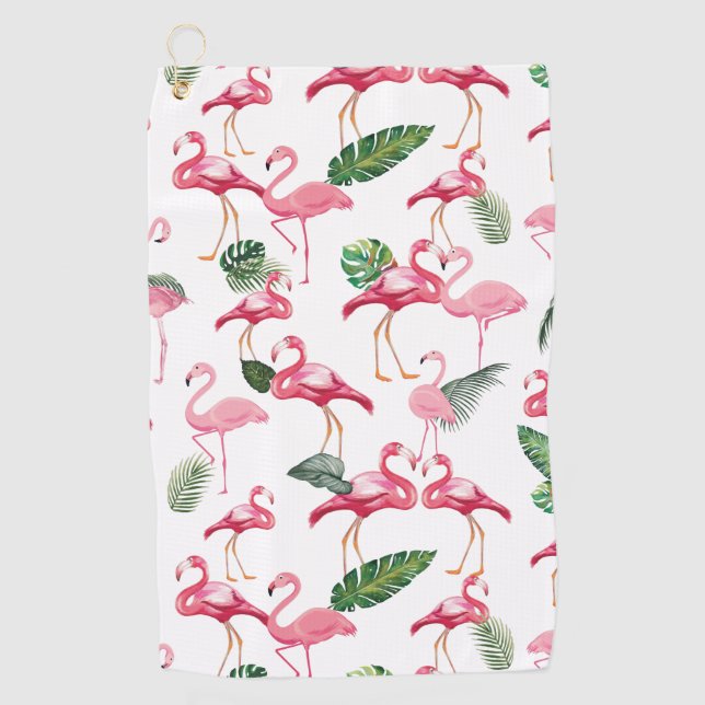 Flamingos Love Pattern Golf Towel (Front)