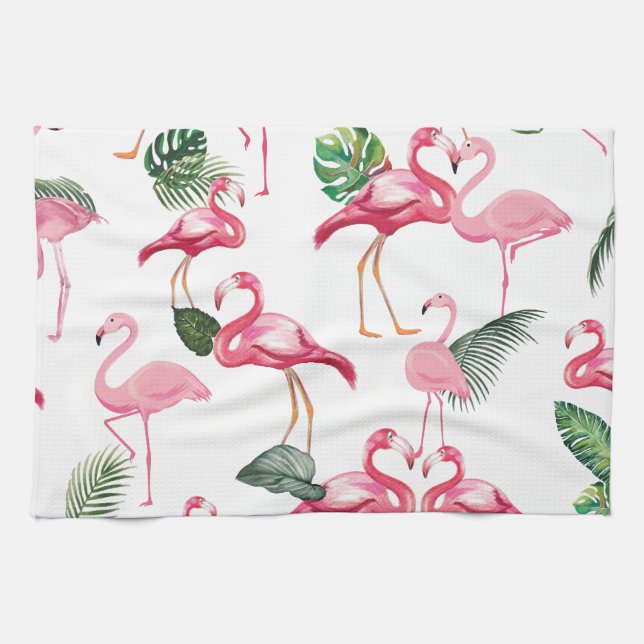 Flamingos Love Pattern Kitchen Towel (Horizontal)