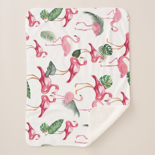 Flamingos Love Pattern Sherpa Blanket