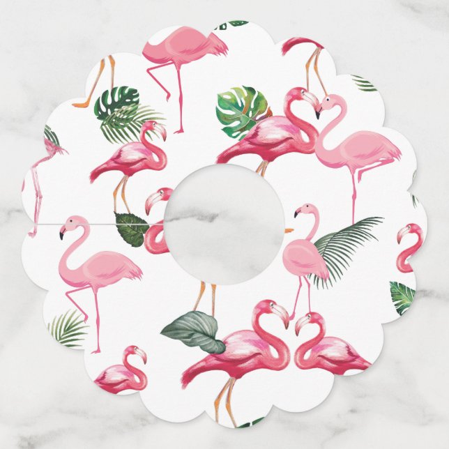 Flamingos Love Pattern Wine Glass Tag (Front)