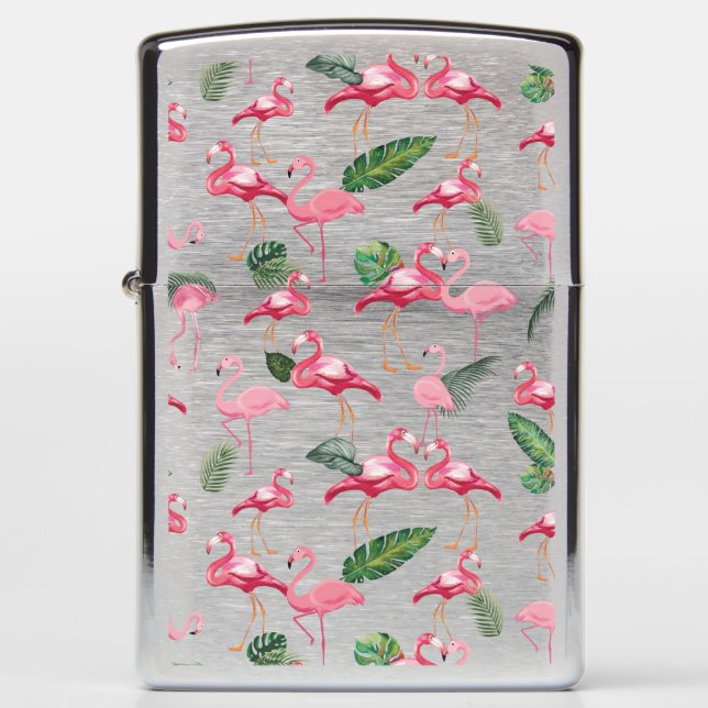 Flamingos Love Pattern Zippo Lighter (Front)