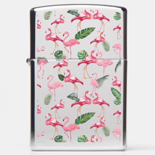 Flamingos Love Pattern Zippo Lighter (Front)