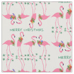 Flamingos Merry Christmas Pattern Fabric