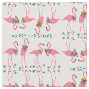 Flamingos Merry Christmas Pattern Fabric